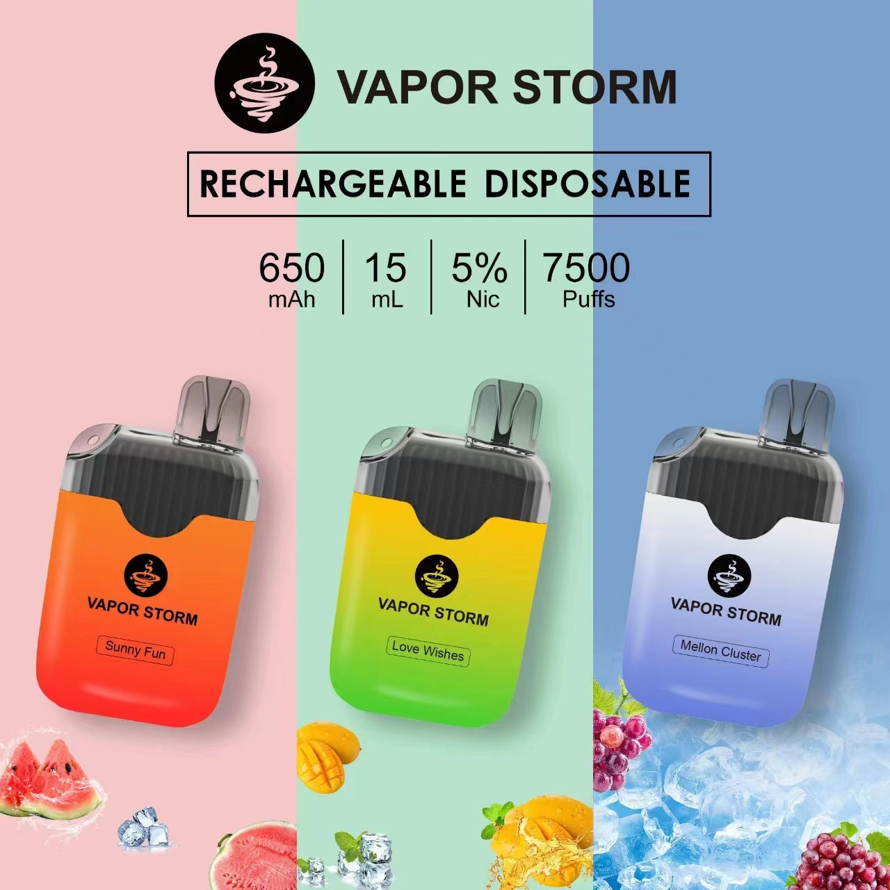 風暴拋棄式7500口 超大容量  VAPOR STORM一次性電子煙 可充電 台灣現貨-VAKAVAPE糖果屋 - VAKA Vape糖果屋