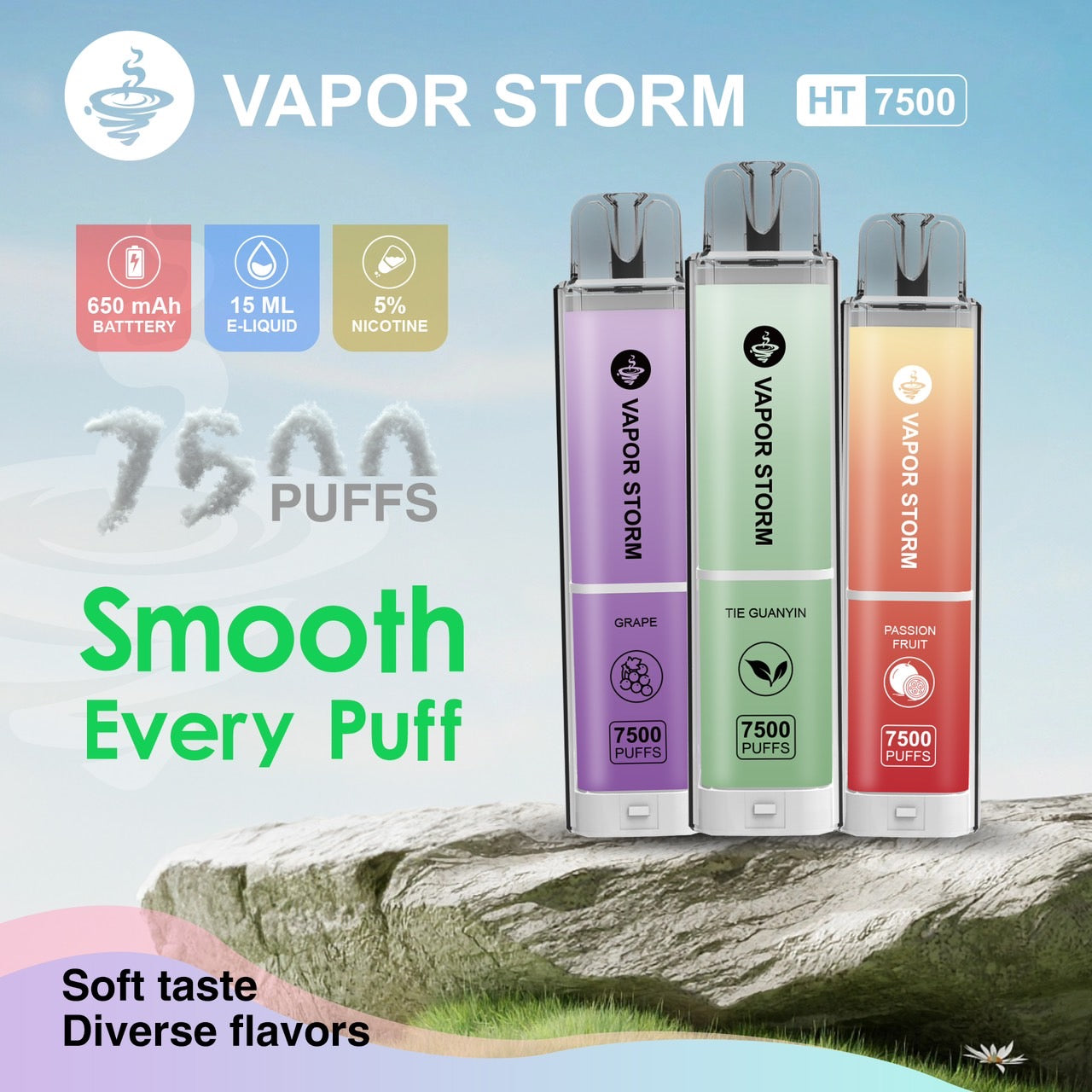 辣妹拋棄式 VAPOR STORM風暴辣妹 辣妹7500口大容量拋棄式  可充電 - VAKA Vape糖果屋